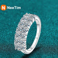 NeeTim Anillos de moissanita 1.4CT para mujer, banda de boda de diamante brillante, plata de ley 925 con chapado en oro blanco, joyería