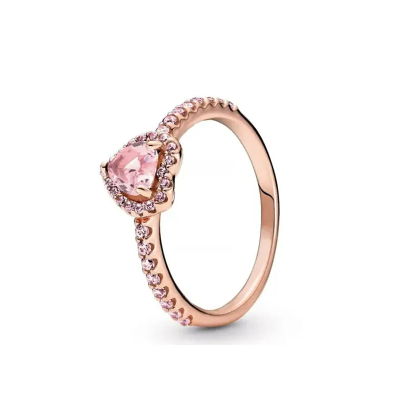 925er Silber Herz-Stein-Ring Neu Heiß Verkaufend Rosa Weiße Ringe Geeignet für jeden Anlass Passendes DIY Geburtstagsgeschenk