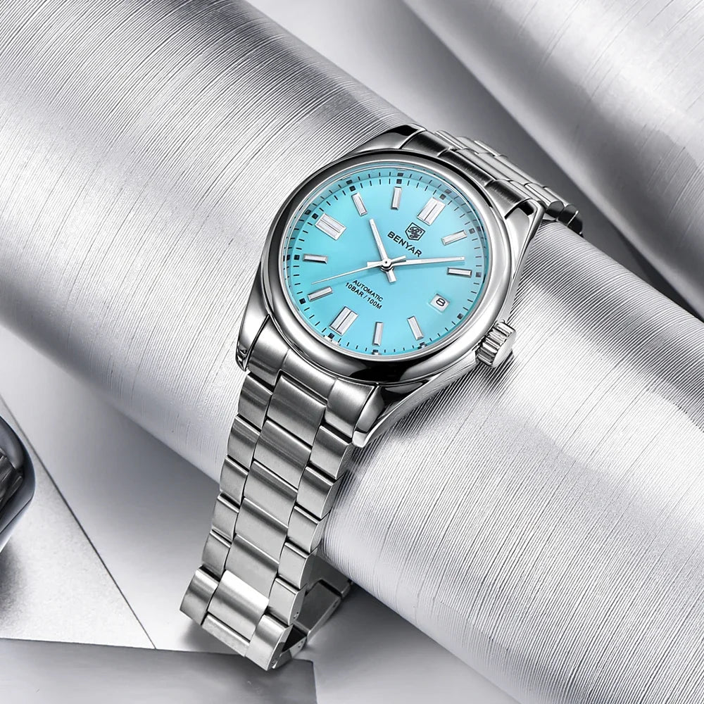 Nuevo reloj automático de lujo BENYAR, impermeable hasta 10ATM, de acero inoxidable, para hombre, relojes de pulsera mecánicos, reloj deportivo de buceo para hombre