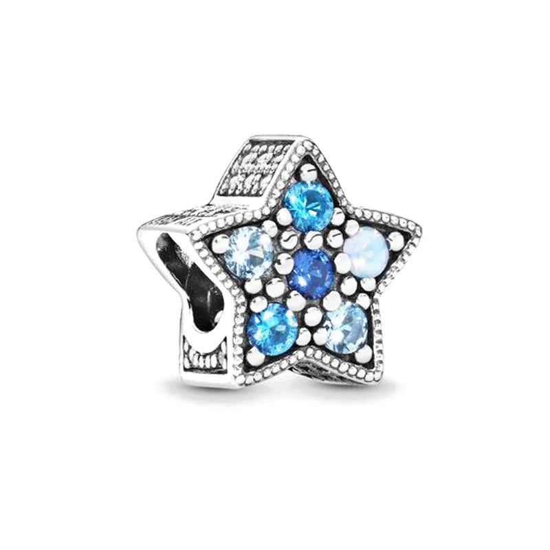 Europäische Sommer Blaue Serie Schildkrötenblumen-Anhänger Passend für S925 Europäisches 925 Sterling Silber Armband Armreifen Halskette