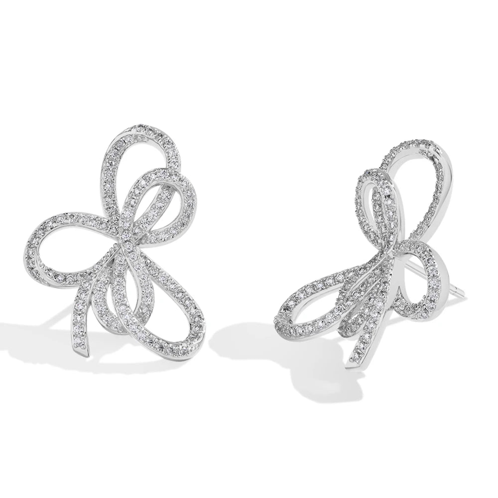 MINTYBOX Schleifen-Moissanit-Ohrstecker für Damen aus S925 Sterlingsilber, im Labor gezüchteter Diamantohrring, luxuriöses Verlobungsschmuckgeschenk