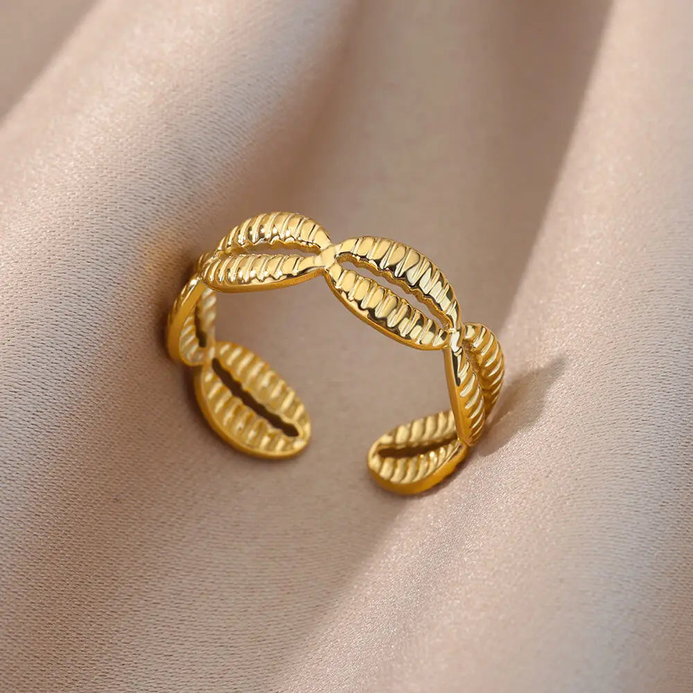 Anillos Irregulares Huecos Para Mujer De Acero Inoxidable Color Dorado Anillo Geométrico Fiesta Joyería De Navidad Regalo Envío Gratis
