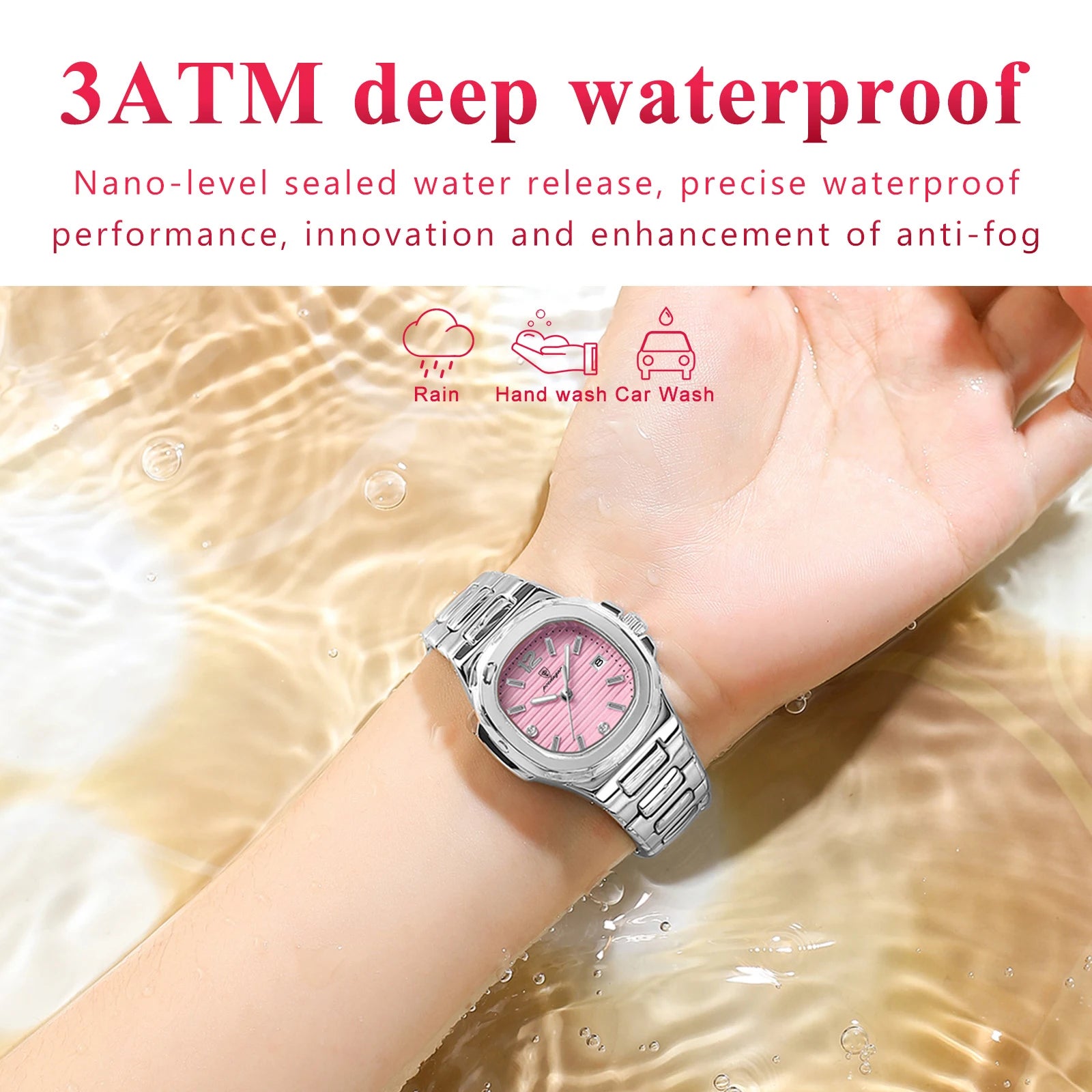 POEDAGAR Reloj de pulsera cuadrado de moda para mujer, luminoso, impermeable, con fecha, de cuarzo de lujo de alta calidad para mujer Reloj