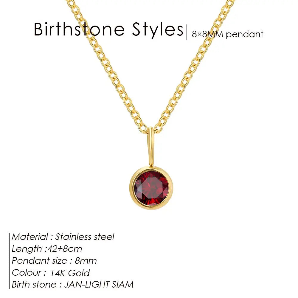 Birthstone Necklace for Woman Stainless Steel 12 Constellation DIY Colourful Zirconia Pendat Birthday Gift Jewelry Wholesale