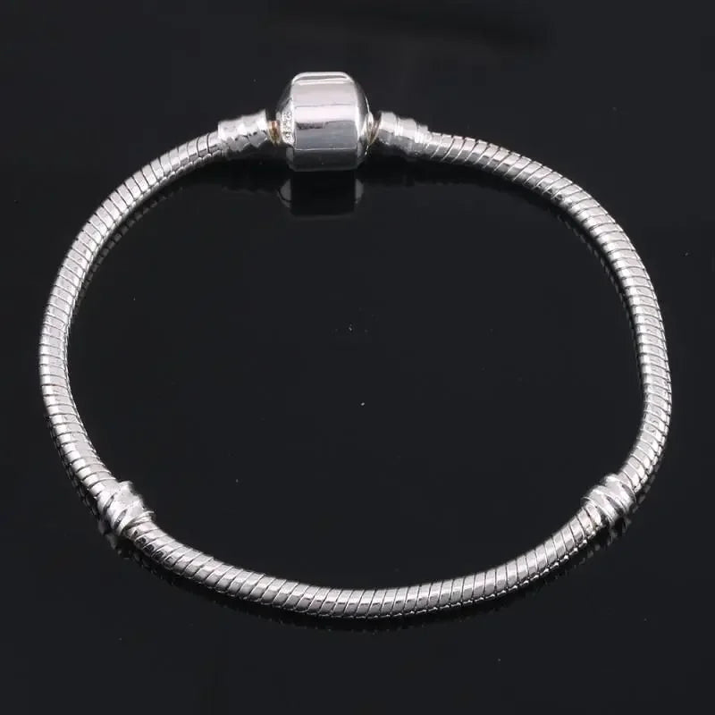 Original 925 Sterling Silber Schlangenkette Charm Armband Armreif Feiner Schmuck Basic Charm Armbänder für Frauen Männer Party DIY Schmuck