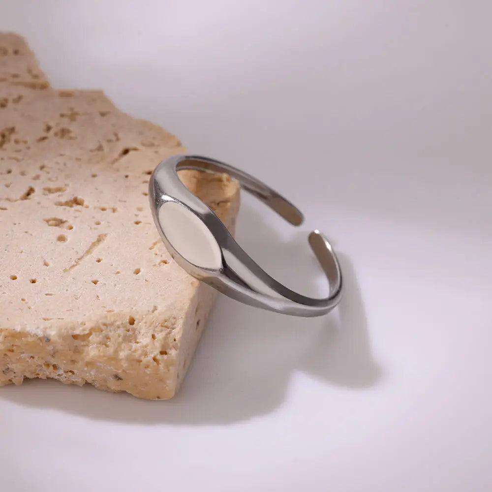 Modische ovale Ringe für Damen, goldfarben, Edelstahl, geometrischer offener Ring, Hochzeit, Statement-Schmuck, Trendgeschenk 2024 für die beste Freundin