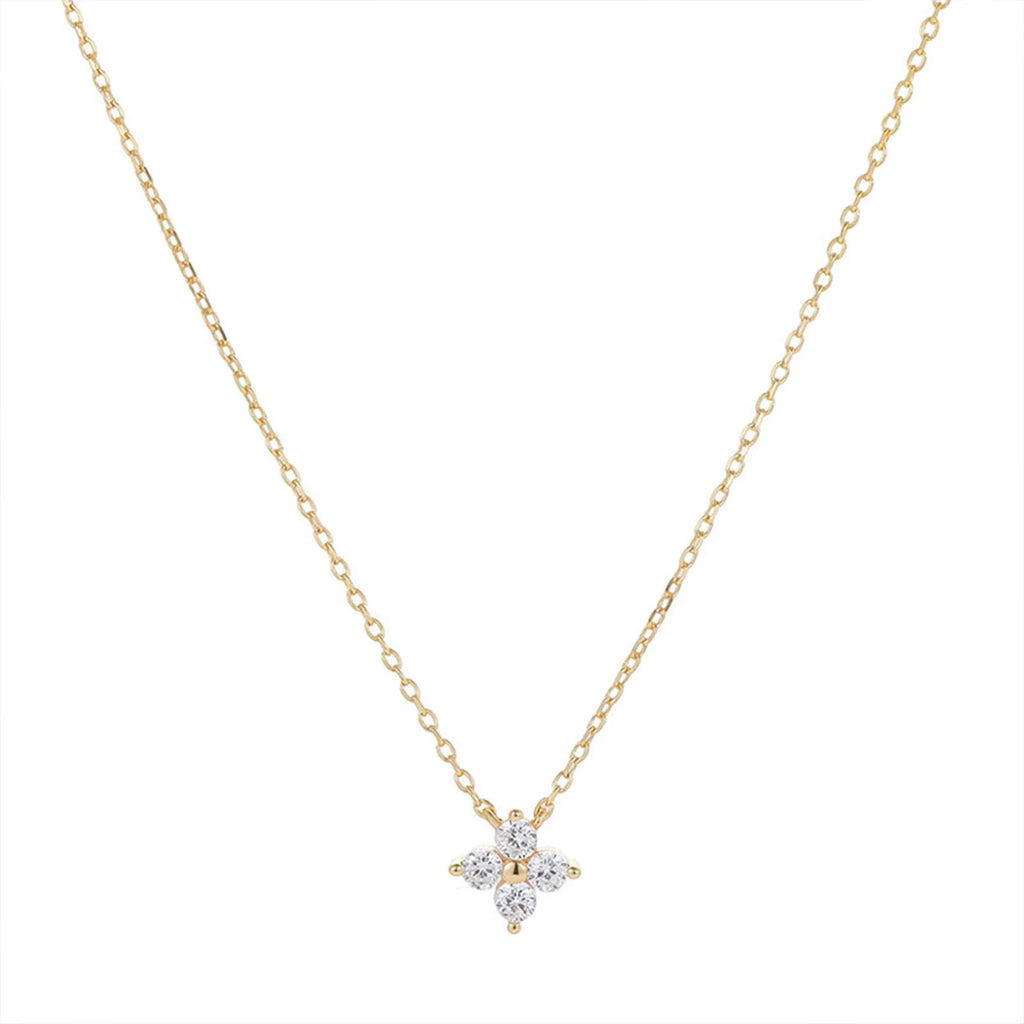 Collar Pequeño de Trébol de Cuatro Hojas de Plata S925 para Mujer, Cadena de Clavícula, Diseño Lujoso y Minimalista con Sensación de Alta Gama