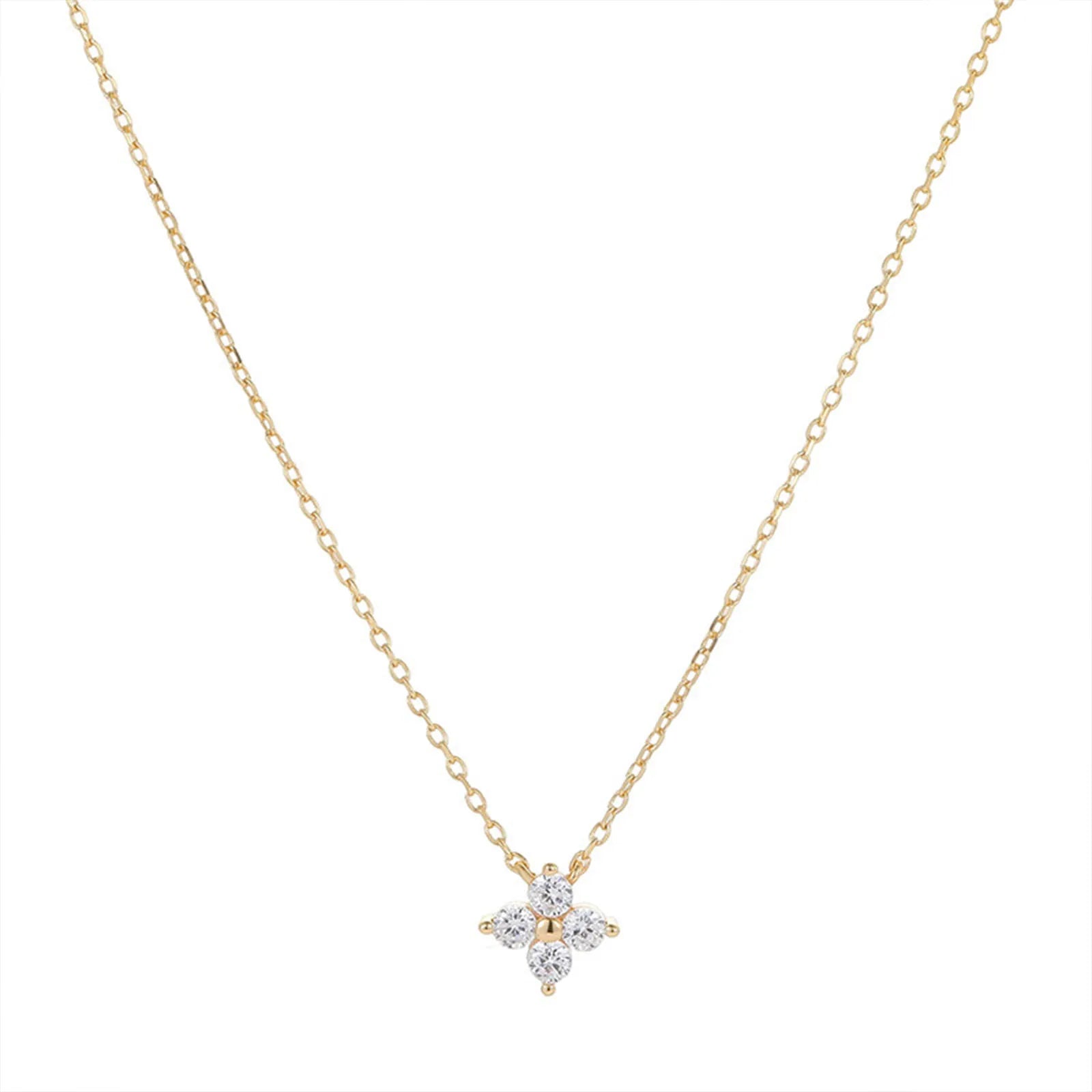 Collar Pequeño de Trébol de Cuatro Hojas de Plata S925 para Mujer, Cadena de Clavícula, Diseño Lujoso y Minimalista con Sensación de Alta Gama
