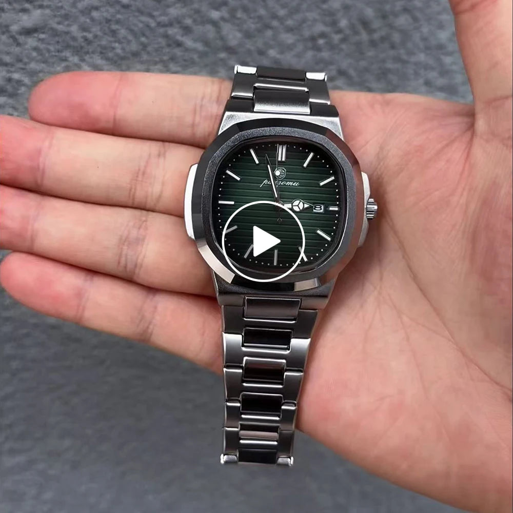Reloj de pulsera de cuarzo PAAZOMU Business Casual para hombre, impermeable, con manecillas luminosas, correa clásica y duradera, reloj de moda para el trabajo diario