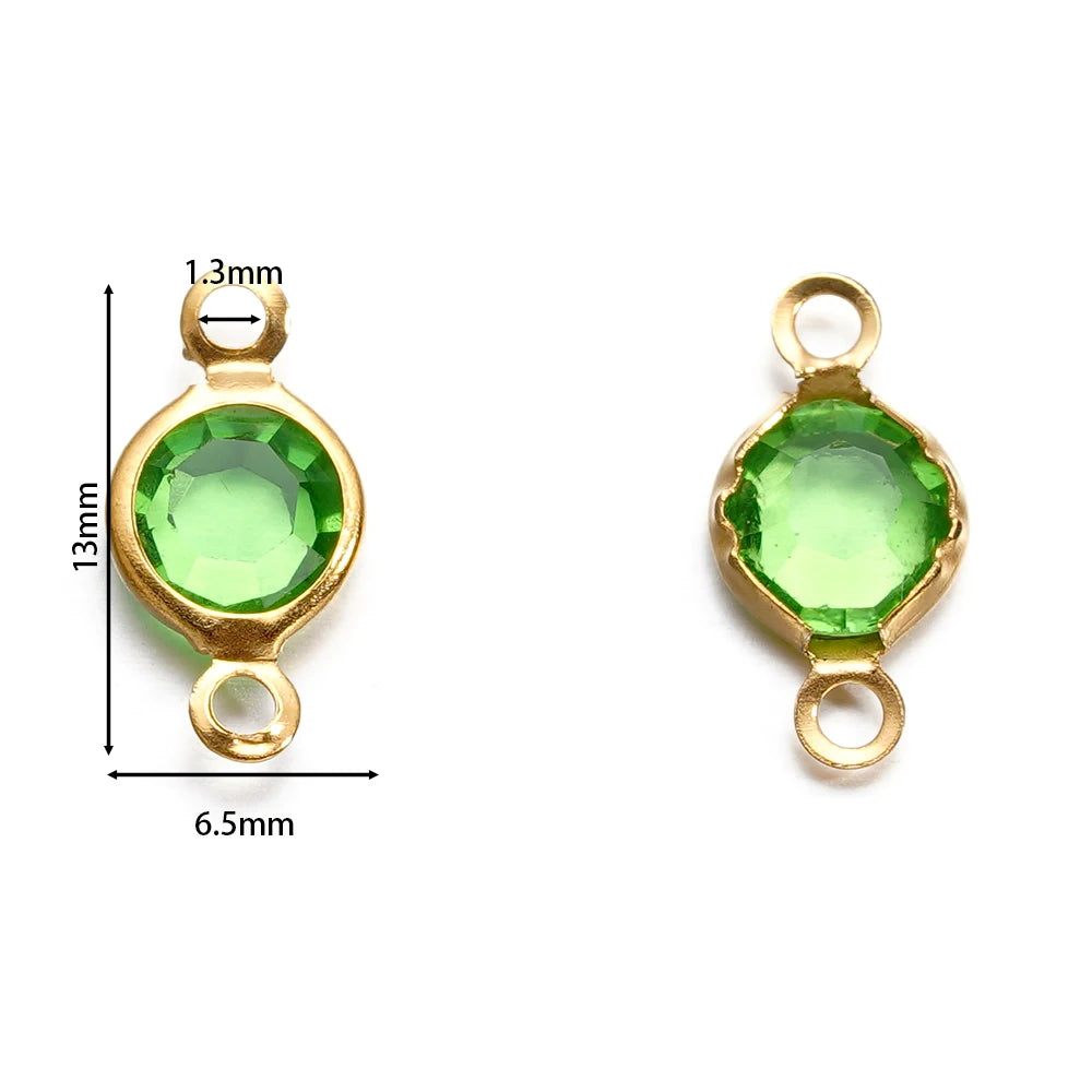 10 Stücke/Los Edelstahl Kristall Rund Doppelring Anhänger für DIY Armband Halskette Perlen Schmuckherstellung Zubehör