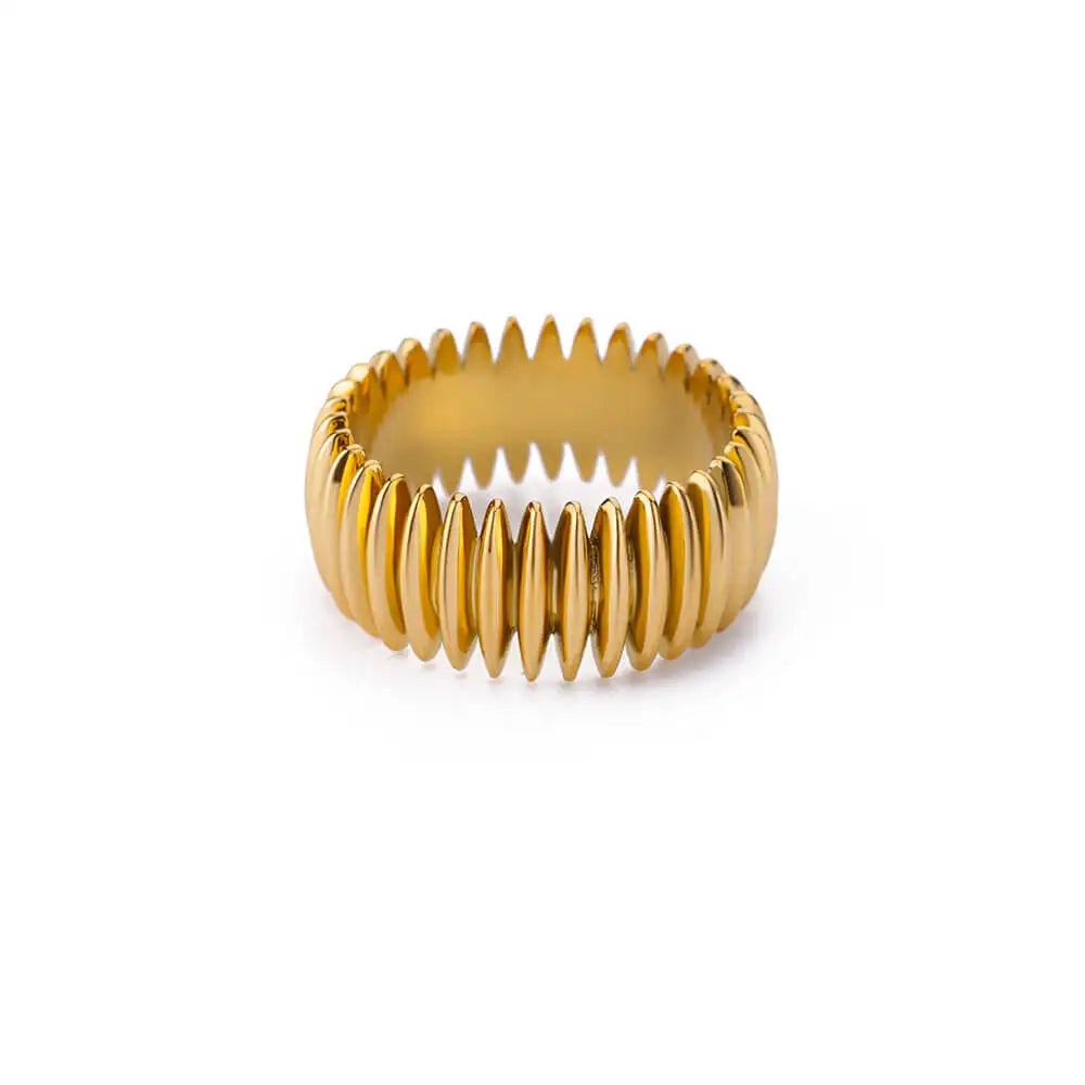 Edelstahl Geometrische Streifenringe für Damen, trendiger vergoldeter geometrischer Fingerring, Punk Weihnachtsfeier Schmuckgeschenk