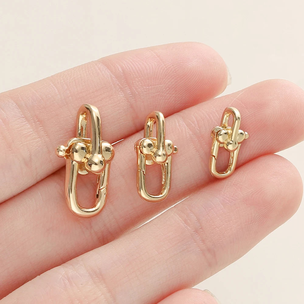 2 Stück/Packung 14/18K Vergoldete Federverschlüsse Messing U-Form Karabinerverschluss Verbinder für DIY Schmuck Armband Herstellung Zubehör