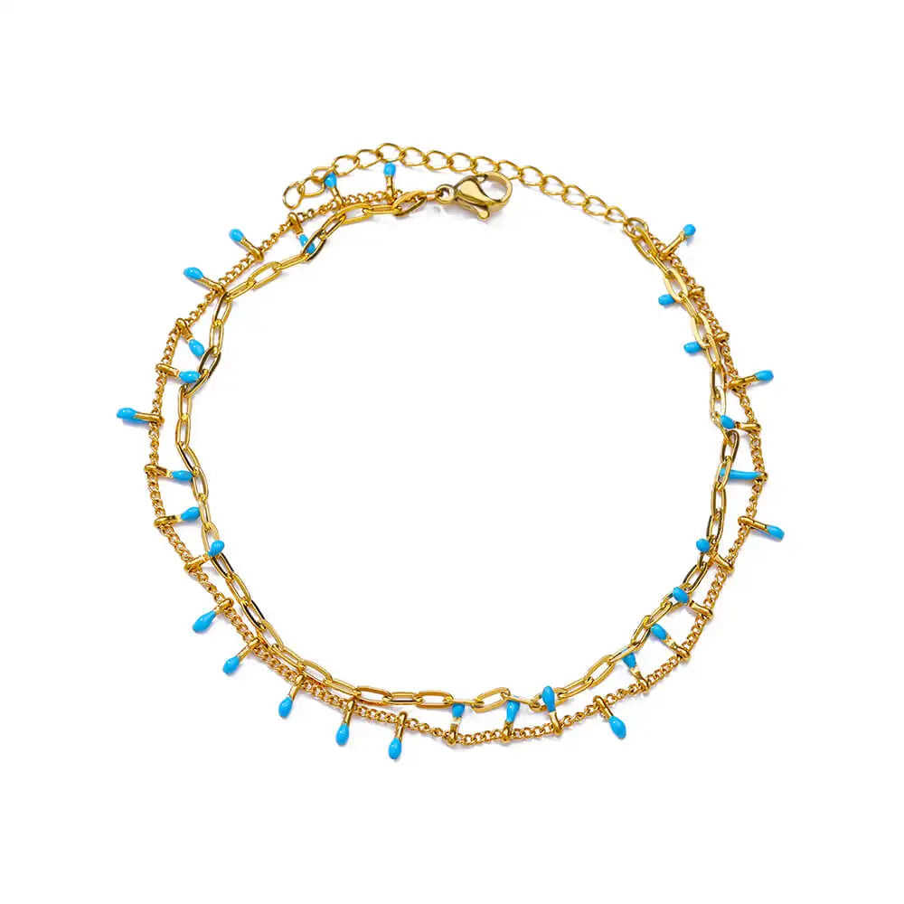 Tobilleras Boho Drops para mujer, tobillera de acero inoxidable chapada en oro, regalo de joyería estética de lujo para boda