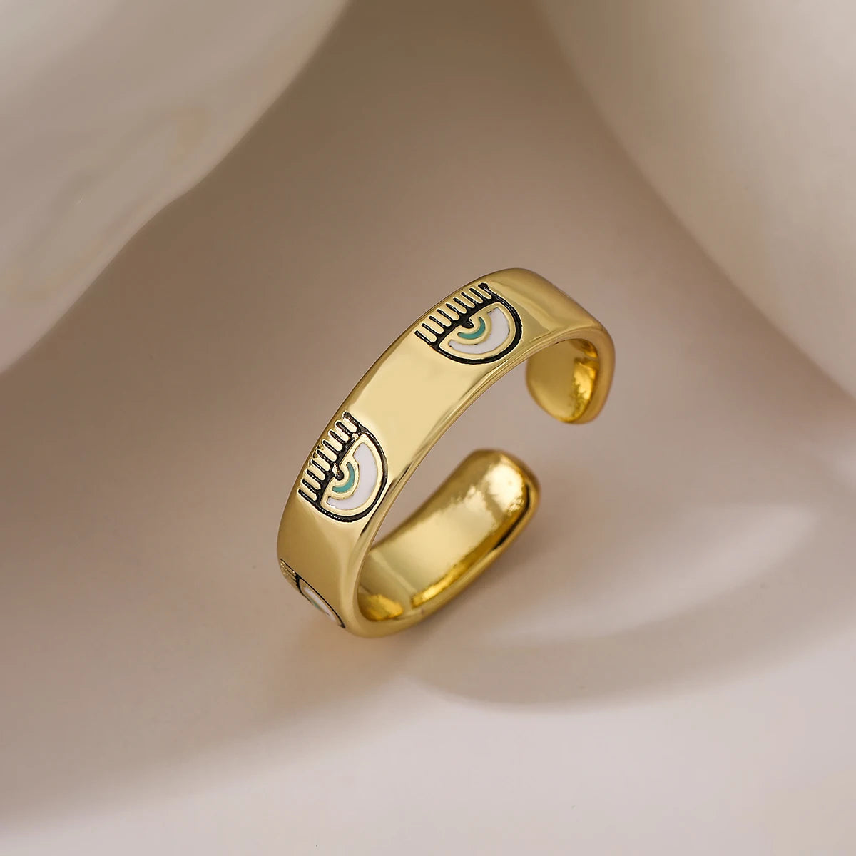 NEWBUY Trendiger Goldfarben Kupfer Geometrischer Schmuck Luxuriöser AAA Zirkonia Ehering Für Elegante Frauen Verlobungsgeschenk