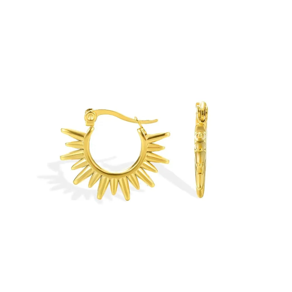 Vintage Edelstahl Sonnenohrringe für Damen Böhmische Sonnenstrahl-Ohrringe Unregelmäßige Fächerförmige Ohrringe Schmuck Partygeschenke