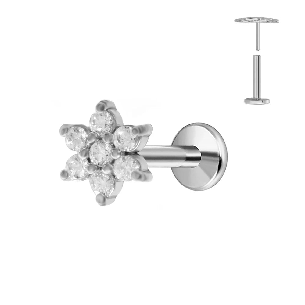 ASTM F136 G23 Titan Blumen Anhänger Labret Threadless Piercing Schmetterling Push-in Lippenstecker Daith Conch Ohrring 16G 18G 20G
