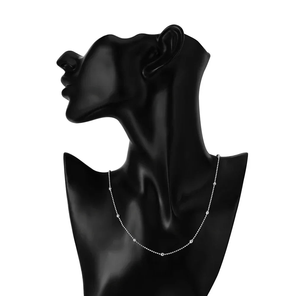 Collar de cadena de plata de ley 925 con dijes y cuentas redondas para mujer de 16 a 24 pulgadas, joyería noble de moda para fiestas y bodas, regalos navideños
