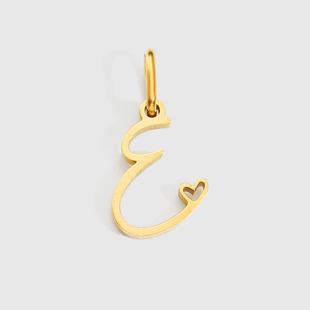 Personalized Stainless Steel Heart Alphabet Pendant DIY Accessories for Necklace Woman Men Jewelry Initials Birthday Gift A-Z