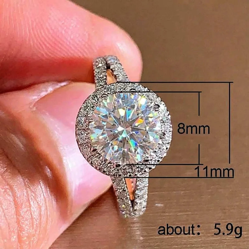 Anillos de plata de ley 925 de moda para mujer con circonita cúbica brillante, anillos de compromiso de lujo, joyería fina para bodas y fiestas