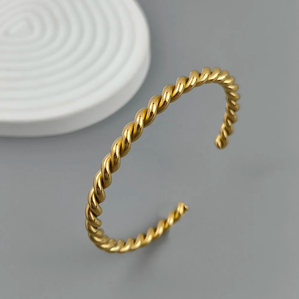 Doppellagiges, drahtgewickeltes Armband aus vergoldetem 18K Edelstahl, hochwertiger wasserdichter Silberschmuck, Geschenk für Paare