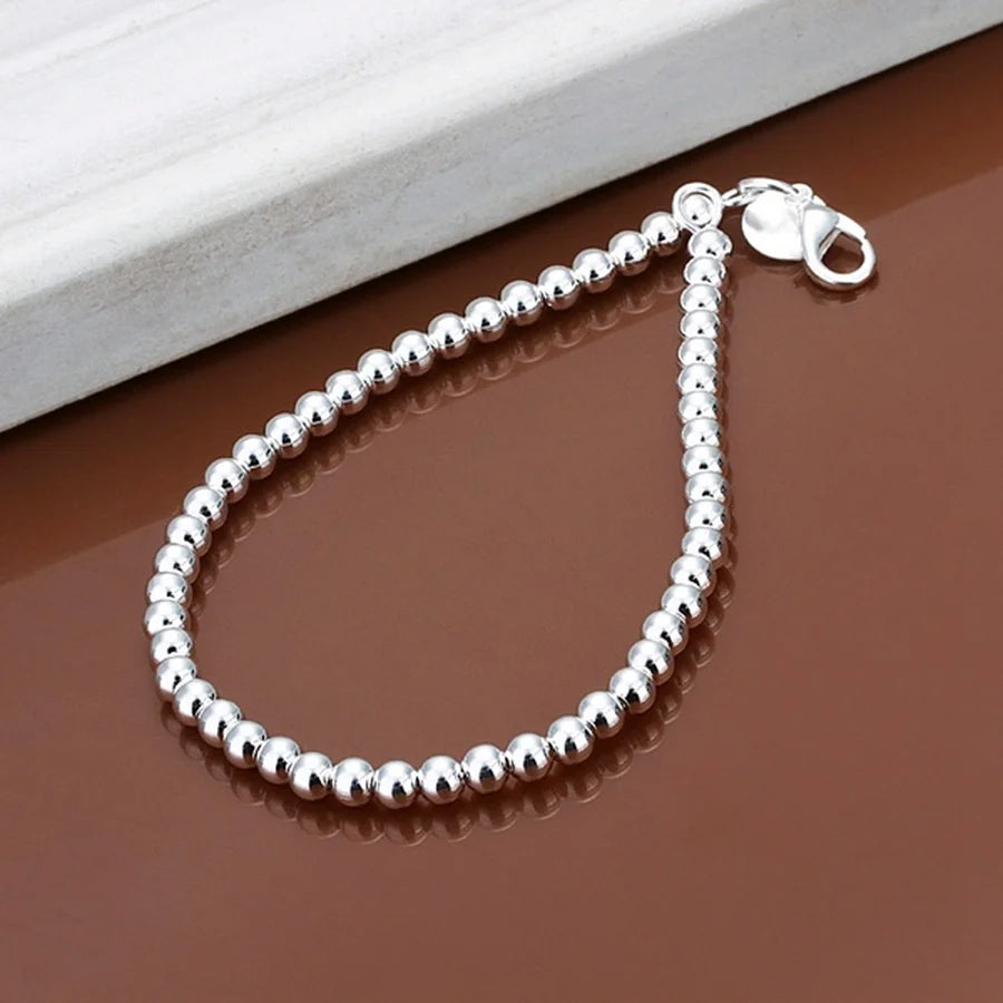 925 Sterling Silber Armbänder Modeschmuck Charm Frauen Kette Damen Hochzeit 6MM Perlen Fabrikpreis