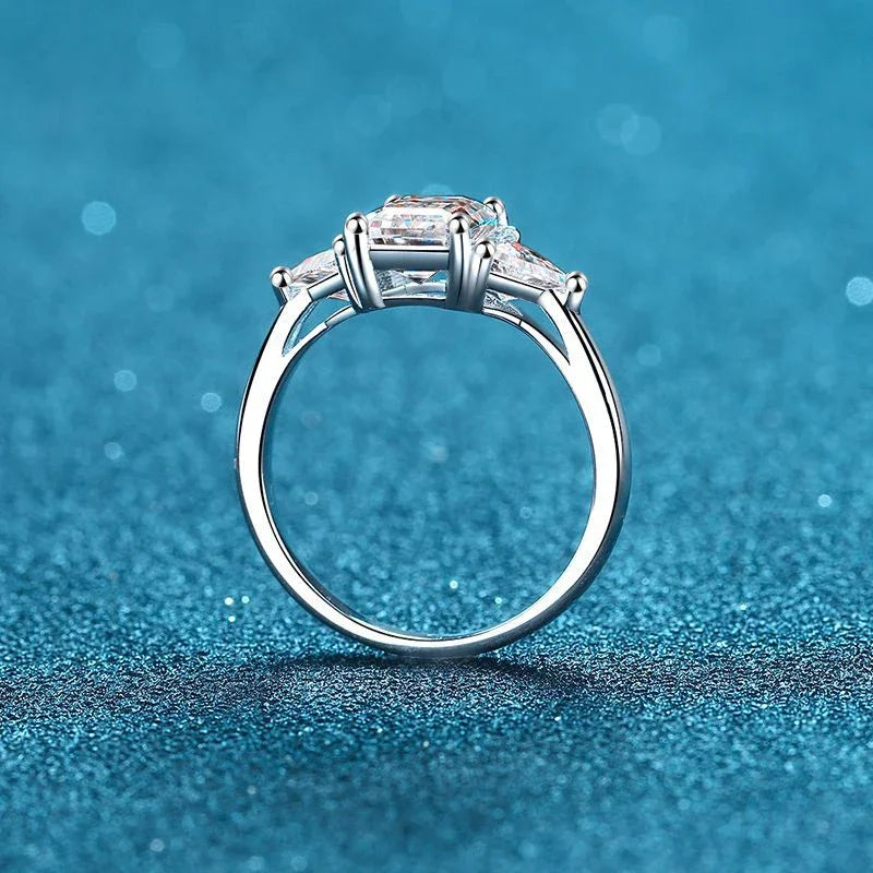 NeeTim Smaragdschliff 3 Karat voller Moissanit Eheringe für Frauen im Labor gezüchteter Diamant Verlobungsring Platinbeschichtung Heiratsringe