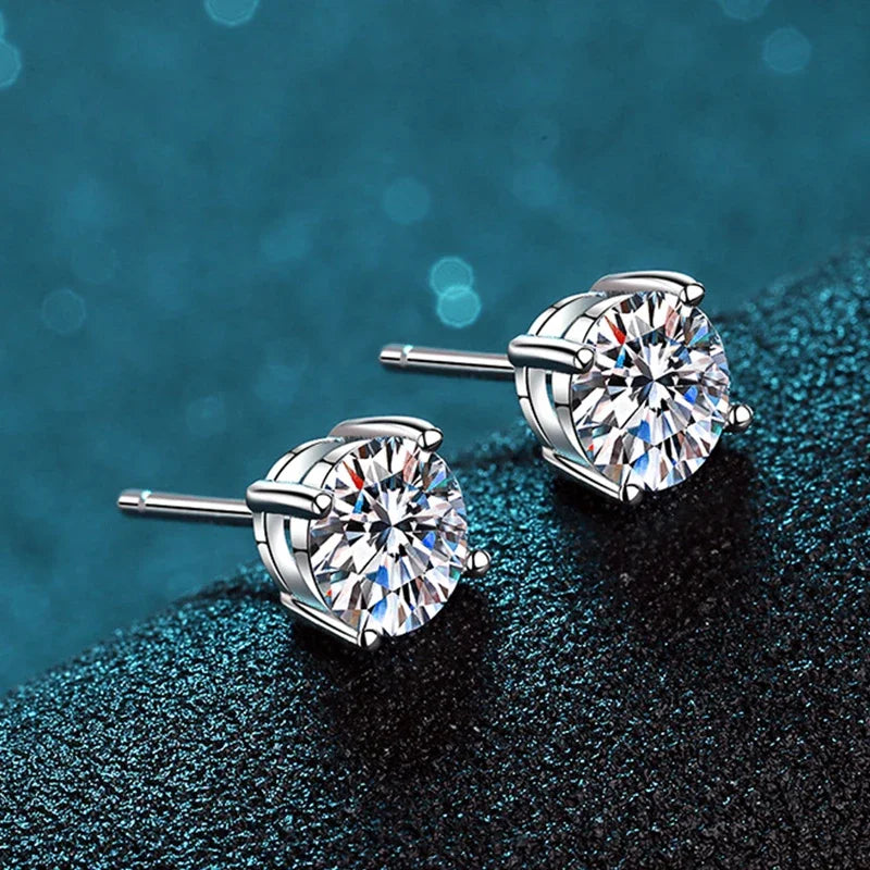 NeeTim Echt 0.1-2 Karat D Farbe Moissanit Ohrringe für Damen 100% 925 Sterling Silber mit Weißgold überzogenem Hochzeitsschmuck
