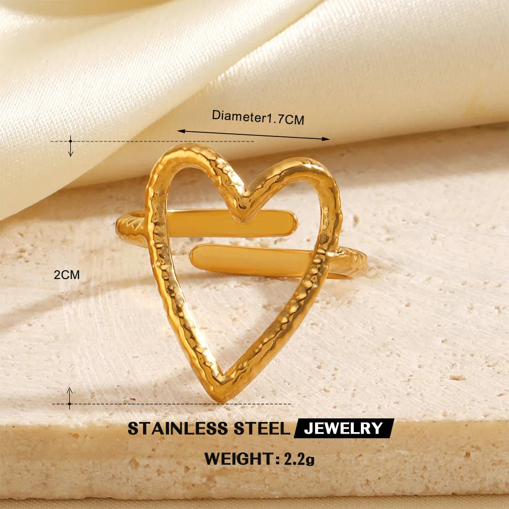 1 Stück Edelstahl Goldfarben Ringe für Frauen Wasserdicht Geometrisch Offener Fingerring Mädchen Mode Alltag Schmuck Accessoires