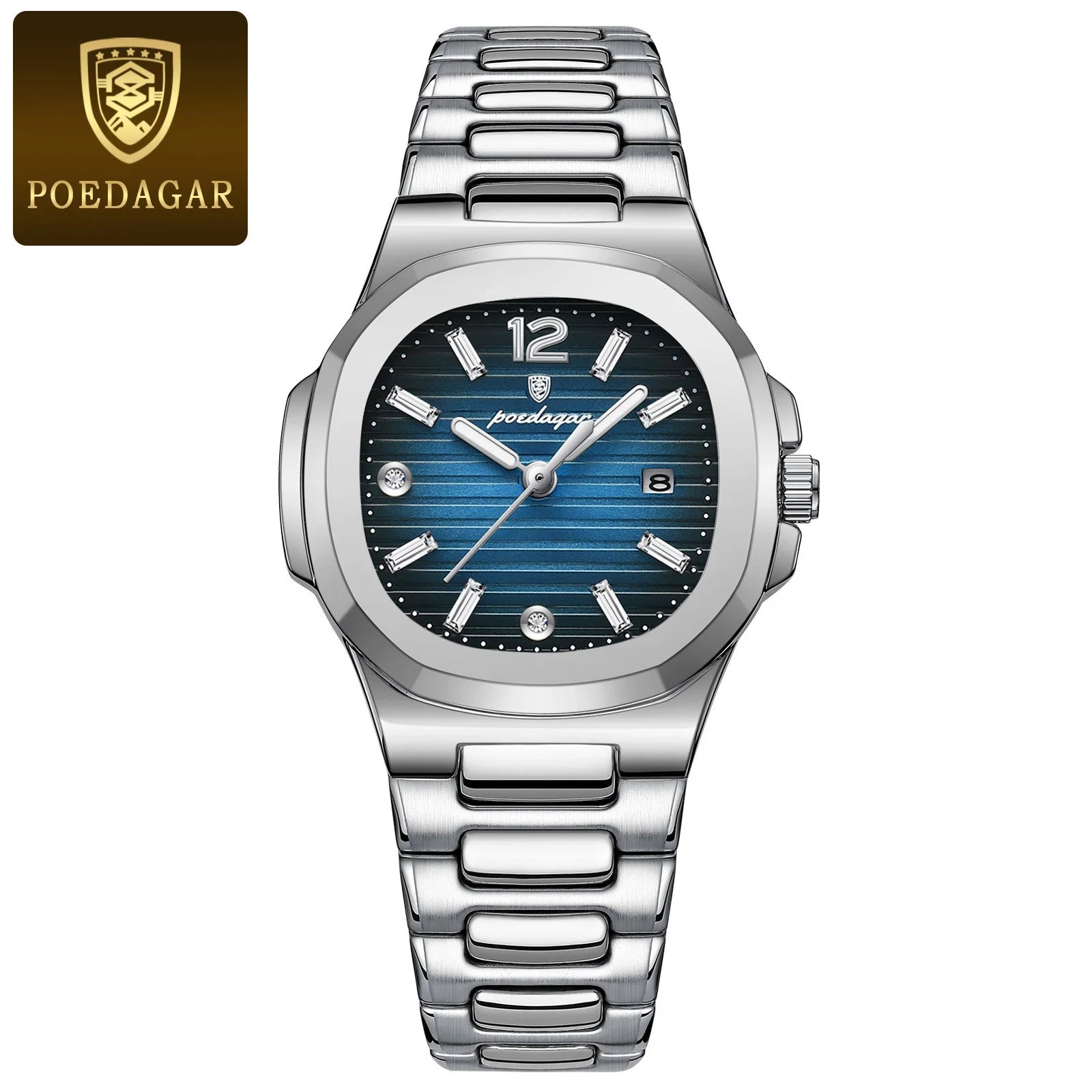 POEDAGAR Reloj de pulsera cuadrado de moda para mujer, luminoso, impermeable, con fecha, de cuarzo de lujo de alta calidad para mujer Reloj