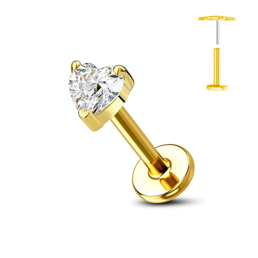 ASTM F136 G23 Titan Blume Threadless Ohrring Piercing Blütenblätter Blatt Herz Schmetterling Pin Daith Conch Push-in Labret Stecker