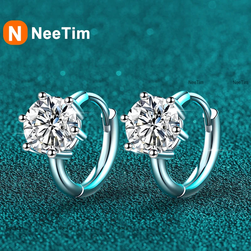NeeTim 0.5ct 1ct Moissanit Ohrringe 925 Sterling Silber Labor-Diamant Funkelnde Party Hochzeit Ohrstecker Designer für Frauen