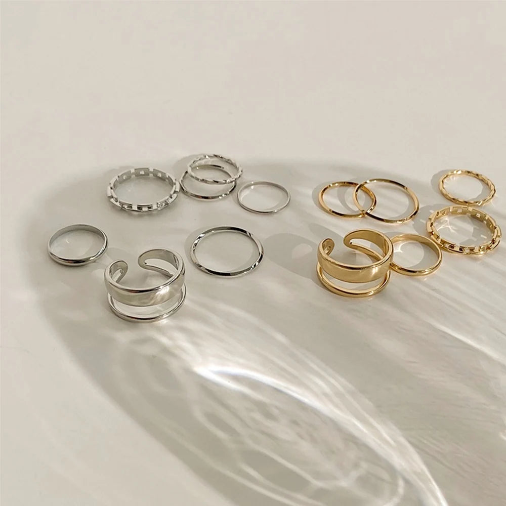 El set de anillos "Tide Cool Ring" para mujer, anillo coreano, anillo de red, joyería roja que no se decolora, anillo de viento frío, anillo de dedo índice Hip Hop