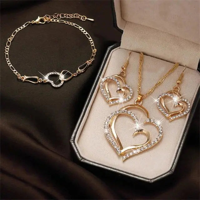 UK dreiteiliges Boutique-Mode-Set süßes, elegantes Perlen-Mehrschicht-Halsketten-Ohrring-Armband-Set individueller Schmuck