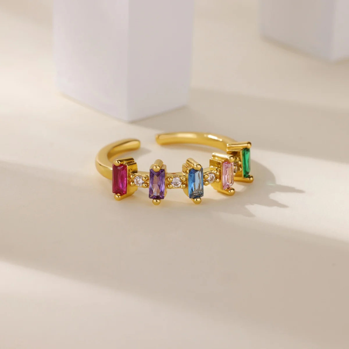 Vintage Grüne Stein Offene Edelstahlringe Für Frauen Mode Goldfarbe Blume Zirkon Ring Schmuck Ästhetische Anillos Geschenk
