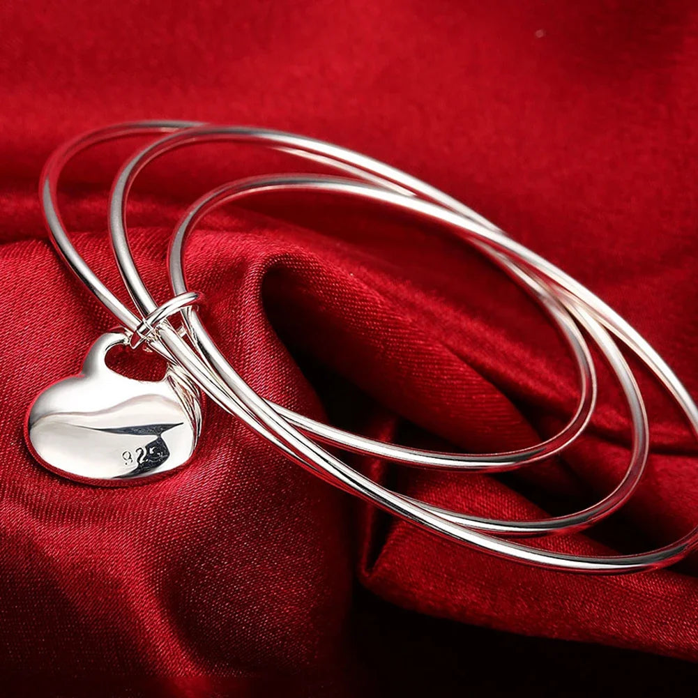 Trendige 925 Sterling Silber Armreifen Armband Anhänger Süße Offen für Frauen Mode Schmuck Verstellbare Größe Manschette Hochzeit Party