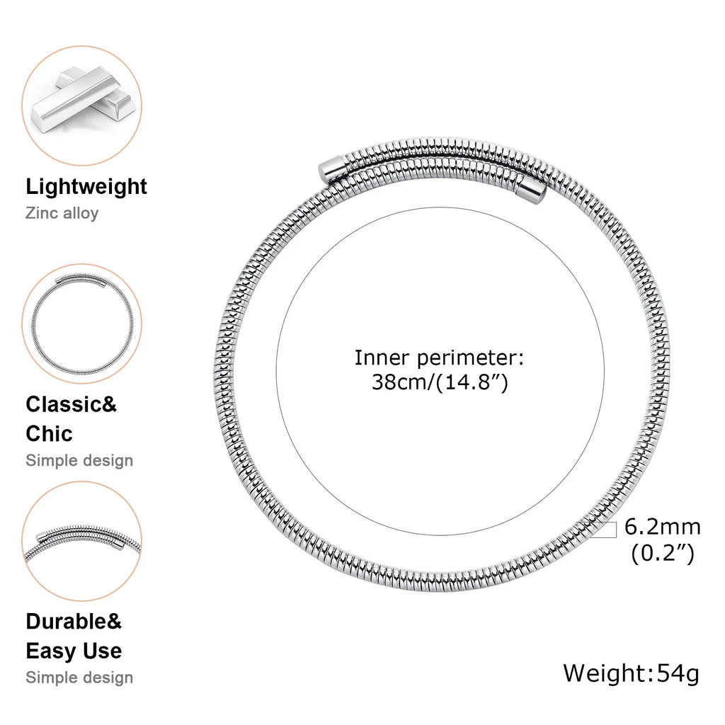 Women Torques Necklace, Adjustable Open Choker Snake Collar Stretch Statement Jewelry