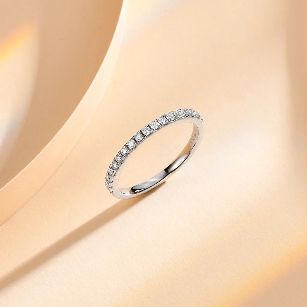 MINTYBOX Anillo de boda de moissanita, plata de ley 925, brillantes de 1,5 mm, anillos de diamante para mujer, todos pasan la prueba, joyería fina