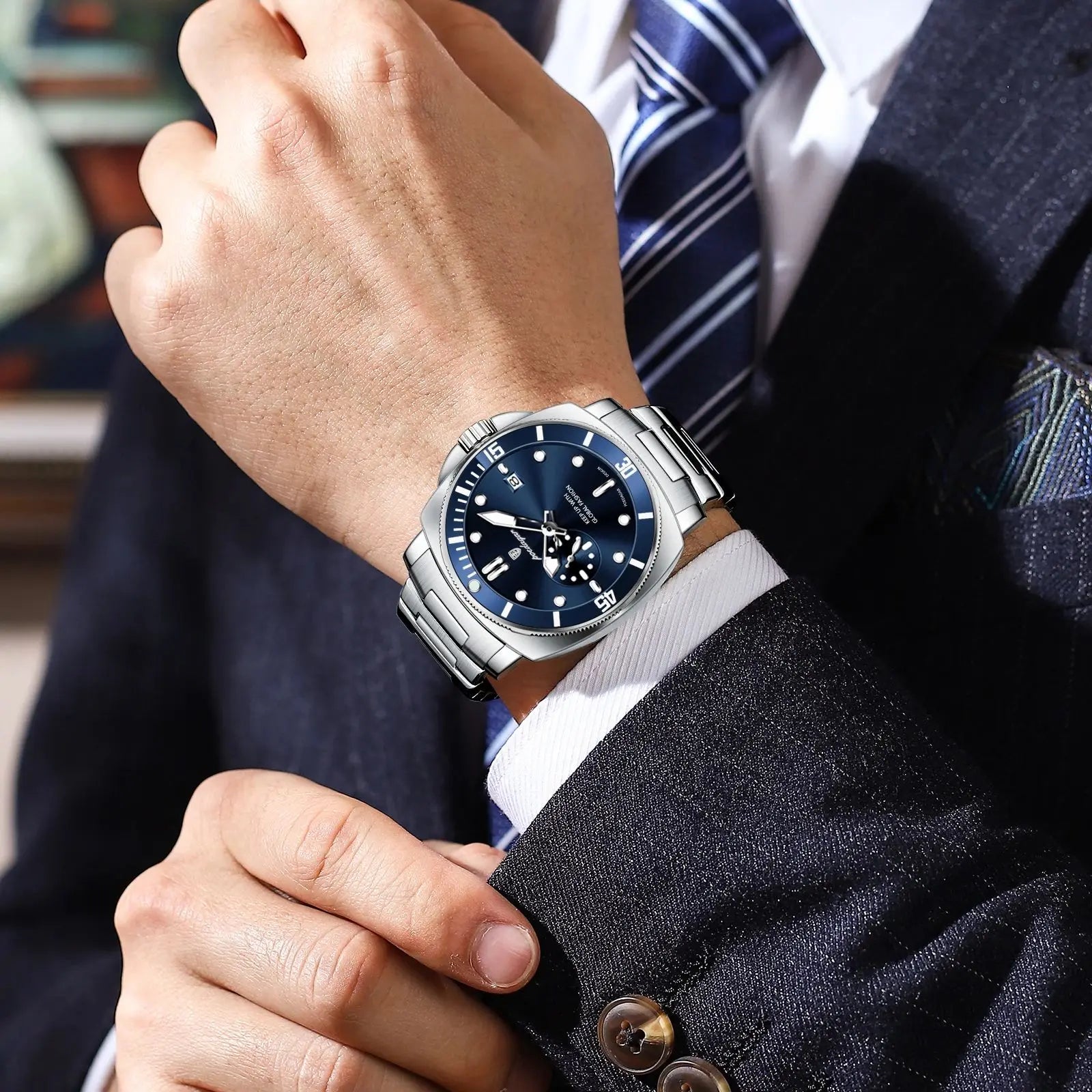 POEDAGAR Reloj de Lujo de Alta Moda para Hombre Impermeable Luminoso Fecha Relojes de Acero Inoxidable Negocios Cuarzo Reloj de Pulsera Masculino