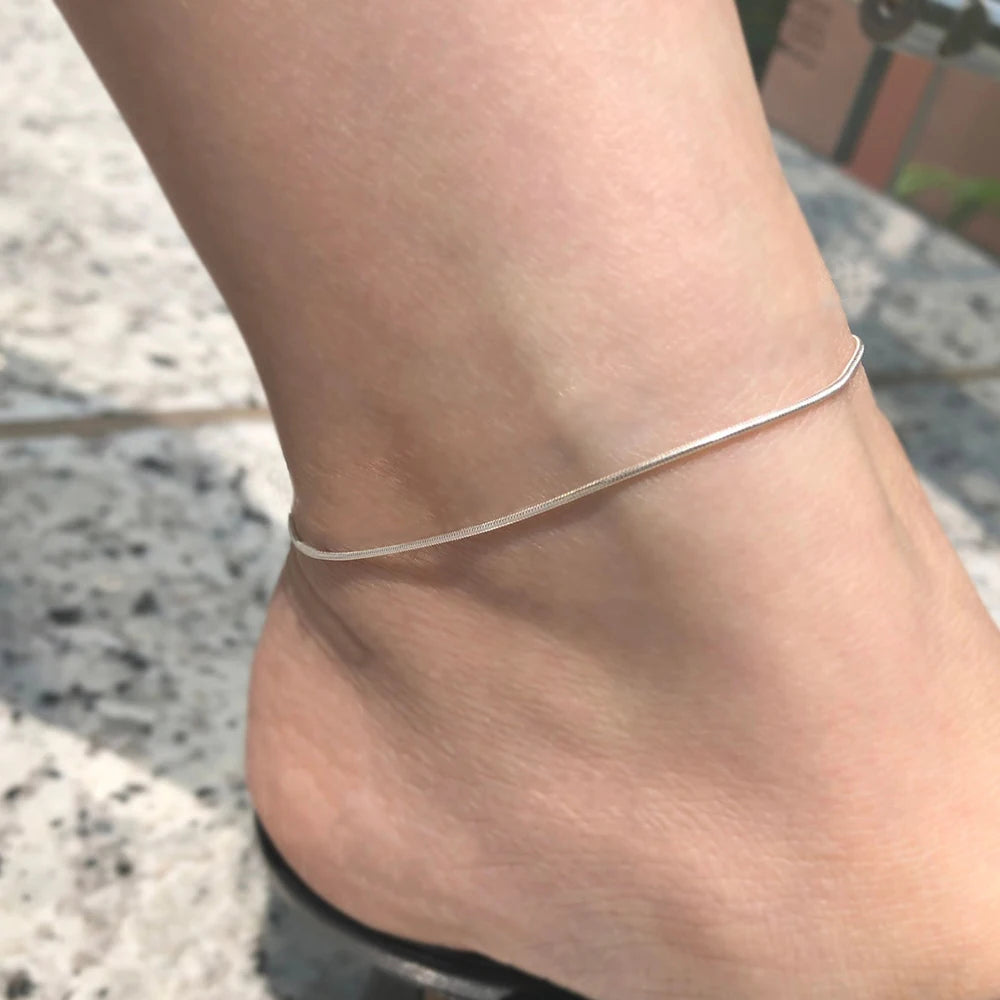 SUNIBI Edelstahl Schlangenkette Fußkettchen für Frauen Nicht Allergisch Einstellbar Sexy Bein Fuß Armband Geschenke Accessoire Dropshipping