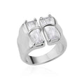Geometrischer Zirkon-Offenring für Damen Edelstahl Luxus-Strass-Kristallring 2023 Neuer Hochzeitsschmuck Anillos