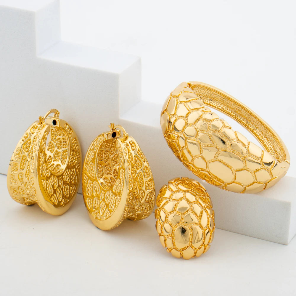 2024 Trend Schmuckset für Damen Baumelohrringe und Armreif Ring Hochzeiten Braut Schmuckset Verlobungsfeier Ohrringe Accessoire