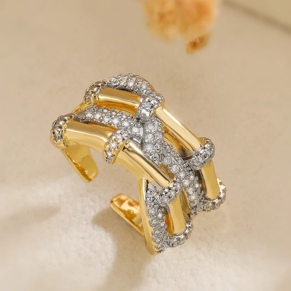 NEWBUY Marke Luxus AAA Zirkonia Pflasterfassung Kupfer Schmuck Gold/Silber Mix Farbe Eheringe Für Frauen Geschenk