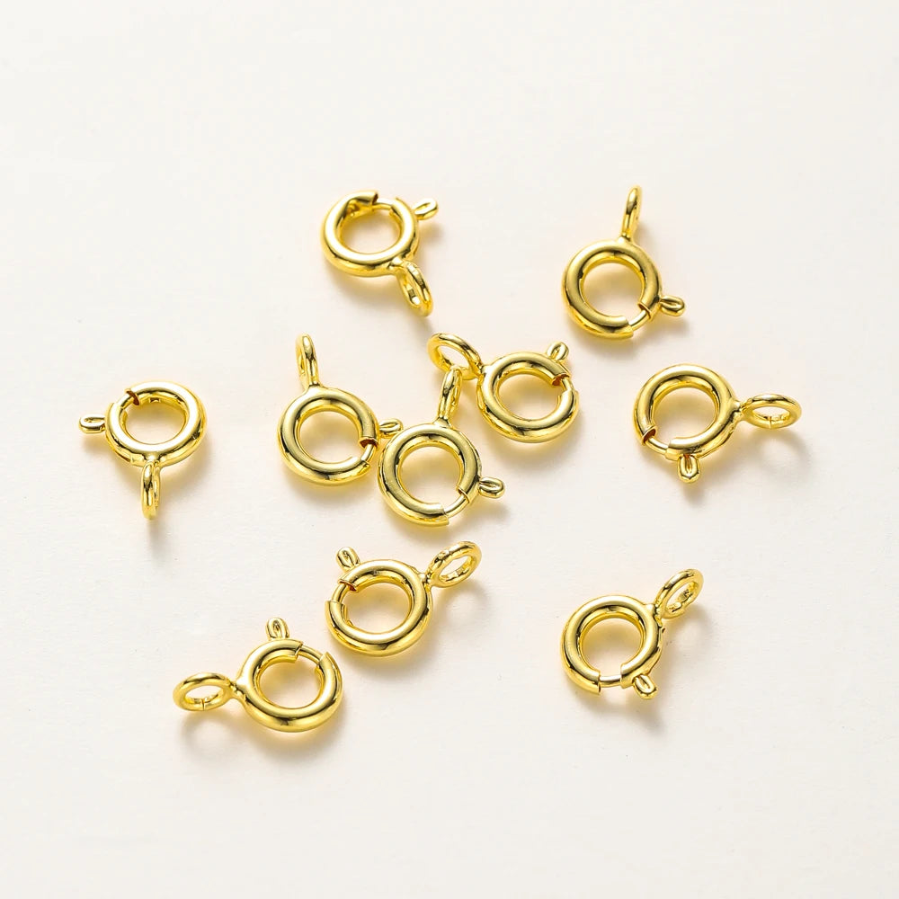 10 Stück/ 14K 18K Gold Runder Federverschluss mit Biegering Offener Verbindungsverschluss für DIY Schmuck Halskette Kettenherstellung Zubehör