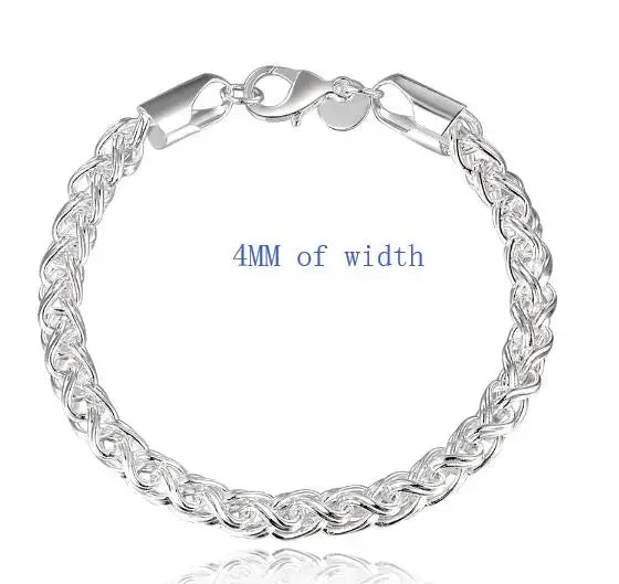 20,32 cm 18K Goldarmband 5MM seitliches Kettenarmband für Frauen Männer Mode Hochzeit Verlobung 925 Sterlingsilber Schmuck Geschenke