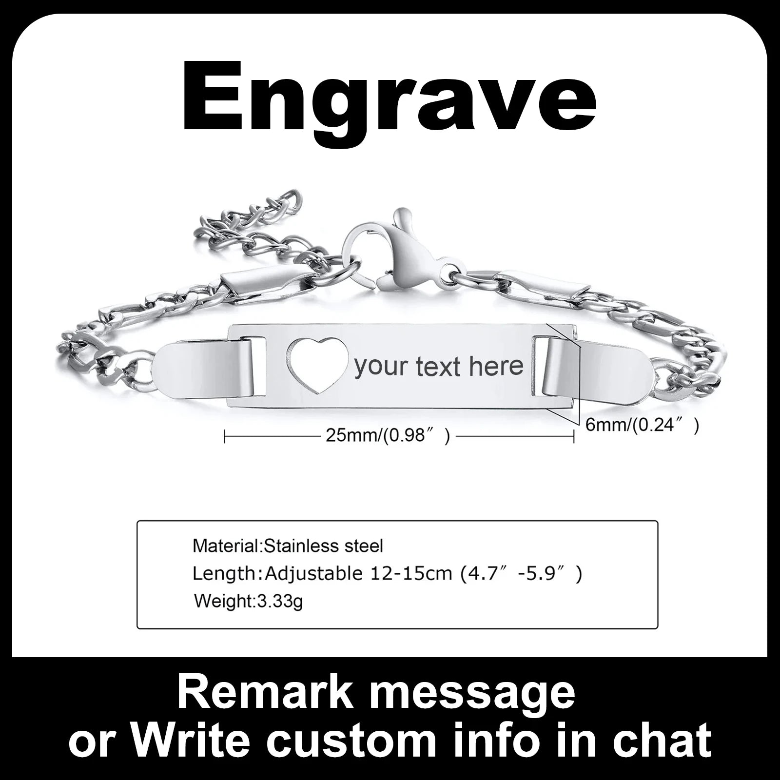 Personalisiertes Herz-Armband für kleine Mädchen/Jungen, gravierbares ID-Namensarmband, personalisiertes Edelstahlketten-Geburtstagsgeschenk