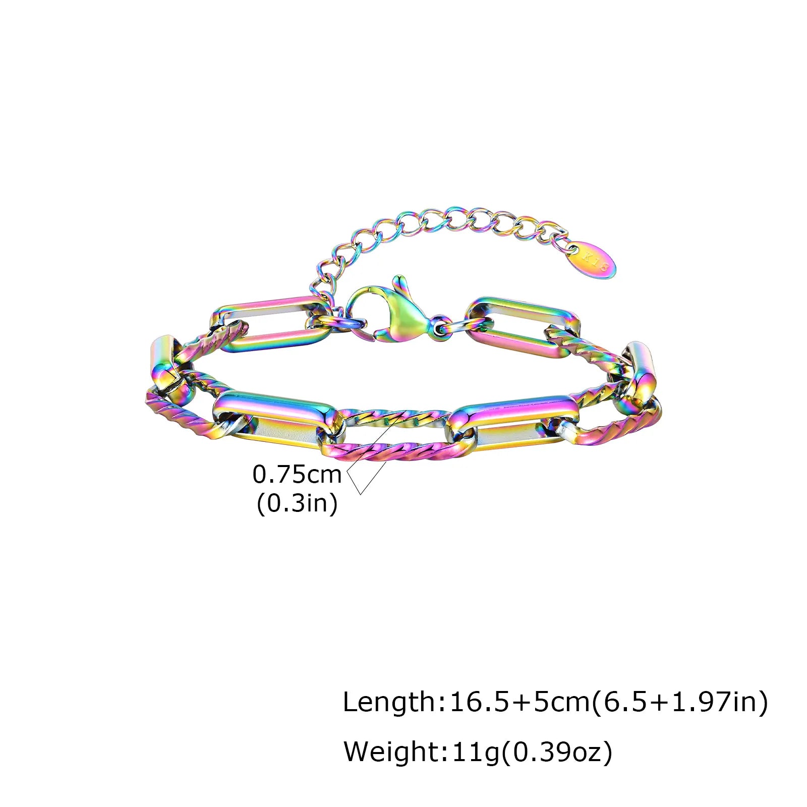 Zweifarbige Twist-Glieder-Paperclip-Armband für Damen, klobiges Edelstahl-Armband mit verstellbaren Gliedern, 18 Karat vergoldeter Schmuck