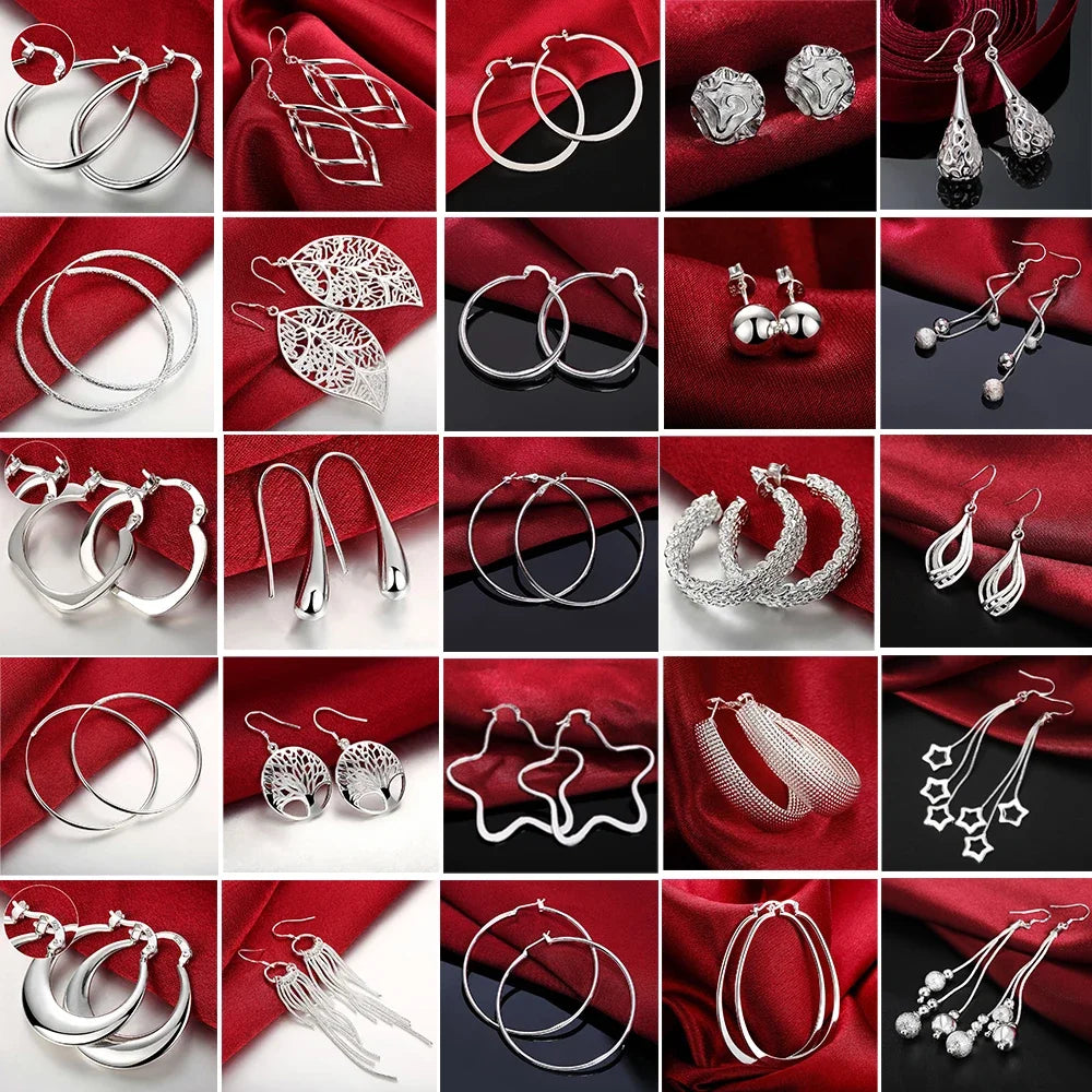 Pendientes de aro redondos simples de plata de ley 925 de alta calidad para mujer, joyería de moda para boda y compromiso