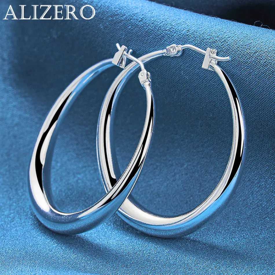 ALIZERO 925 Sterling Silber Ohrringe Einfache runde Kreolen Ohrringe für Frauen Mode Hochzeit Verlobung Charm Schmuck Geschenke
