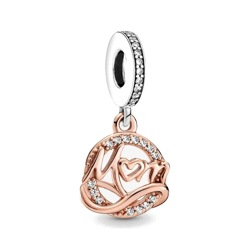 Heiß begehrtes 925er Silber Rosa Serie Blume Hundepfote herzförmiger Anhänger, passend für originale Armband DIY Accessoires, exquisiter Schmuck