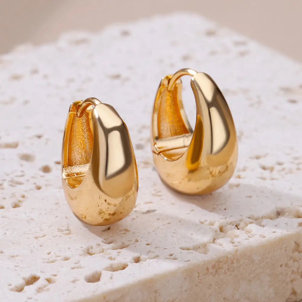 Chunky Tropfen-Creolen für Damen, Edelstahl, goldfarben, Piercing-Ohrring, Trend 2024, Neu im Trend, Schmuck aretes mujer